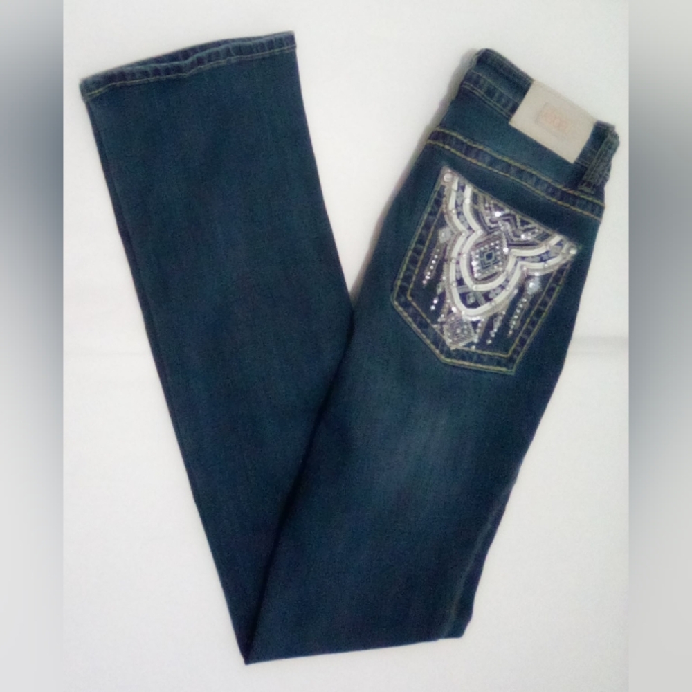 Angel Designed In Los Angeles Blue Jeans Silver Embellishments Size 7/28 Y2K